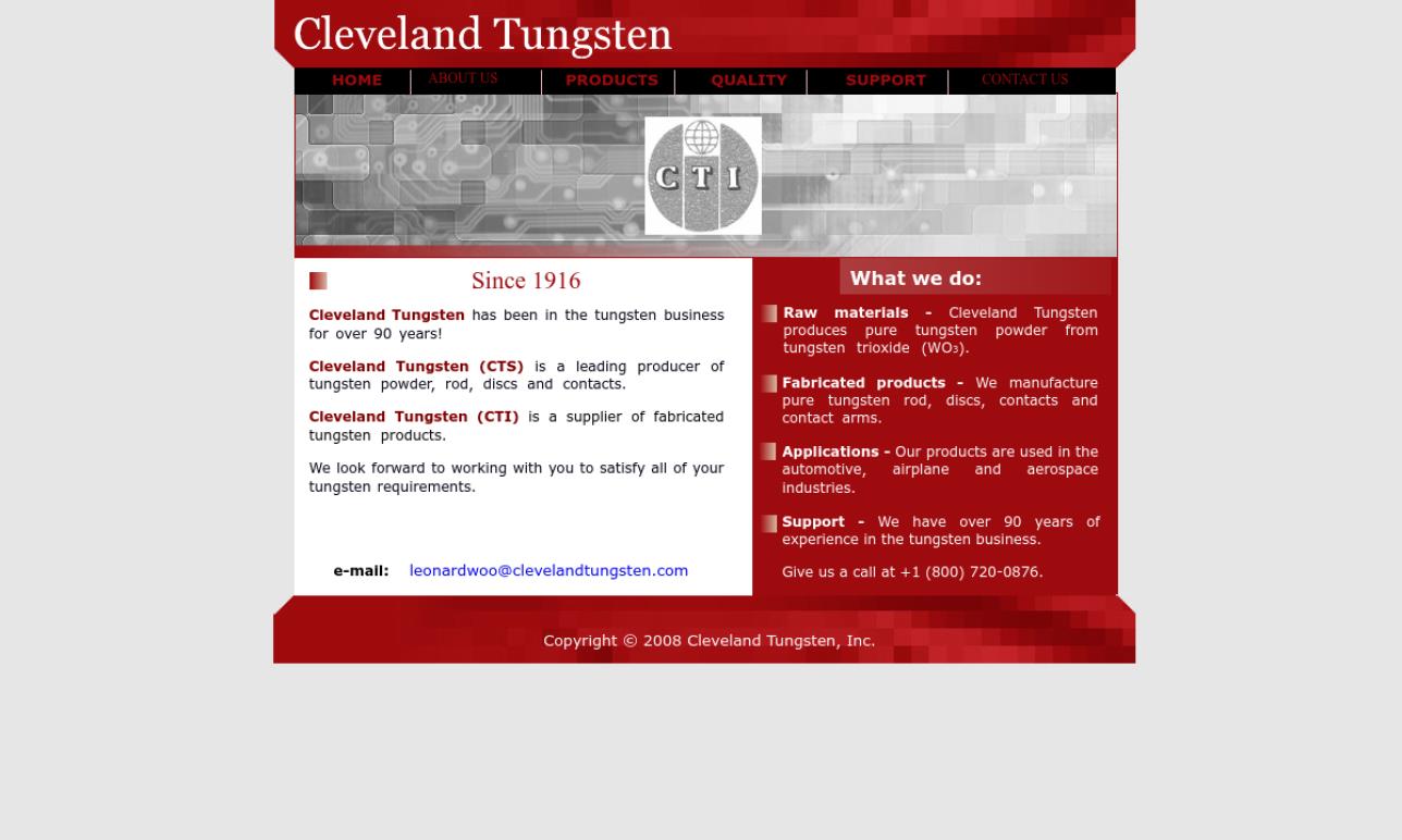 Cleveland Tungsten, Inc. Tungsten Suppliers